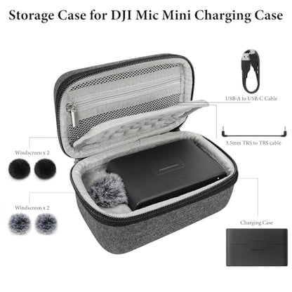 Geekria for Creators Microphone Carrying Case Compatible with DJI Mic Mini Charging Case, Mic Hard Shell Travel Bag, Portable Travel Bag with Cable Storage (Grey)