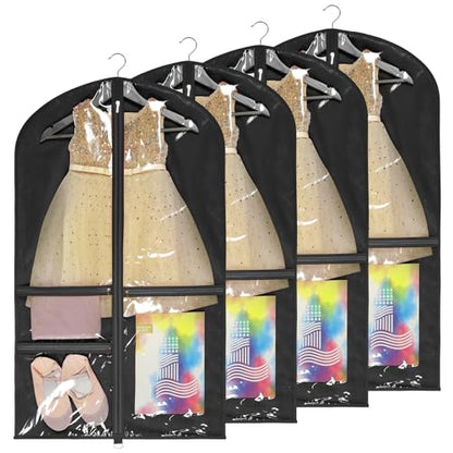 Univivi 40 Inch Dance Costume Garment Bags for Dancers, Black, 4 Pack - color: Black, size: 4 Pack