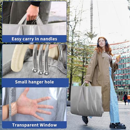 Garment Bags for Hanging Clothes and Travel with 4" Gusseted, Suit Cover for Clothes,Coats,Suit,Jackets,Dress,Shirts,Skirt. (Grey-50"-Double zipper-Thickened 80G Non-woven Fabric)
