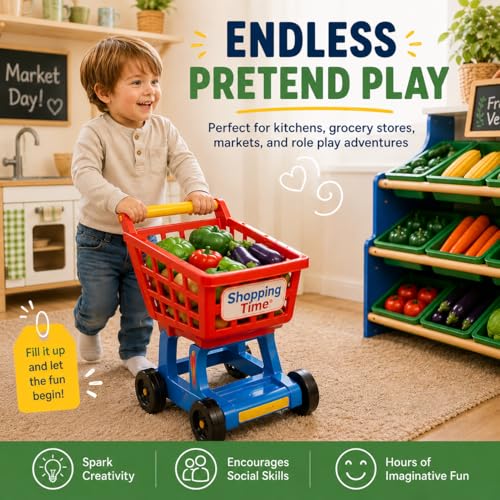 20 Pieces Play Vegetables Playset - Life-Sized Toy Food for Kids Kitchen, Healthy Farmer's Market Grocery Pretend Play Plastic Toy Set for Toddlers
