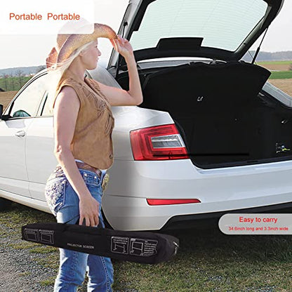 SKERELL Projector Screen with Stand 120 inch Portable Projection Screen 16:9 4K HD Rear Front Projections Movies Screen with Carry Bag for Indoor Outdoor Home Theater Backyard Cinema Travel - size: 120 inch