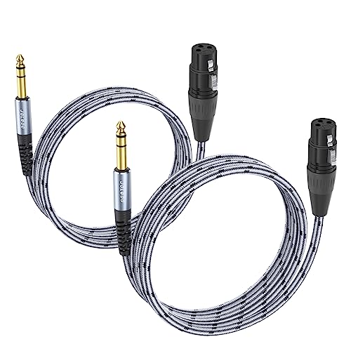 JOLGOO XLR Female to 1/4 Inch 6.35mm TRS Plug Balanced Interconnect Cable, XLR to Quarter inch Cable, 6.6 Feet 2 Pack, for Microphone,Mixer,Guitar,AMP,Speakers - size: 6.6 Feet - 2 Pack, style: XLR Female to 1/4 TRS Male