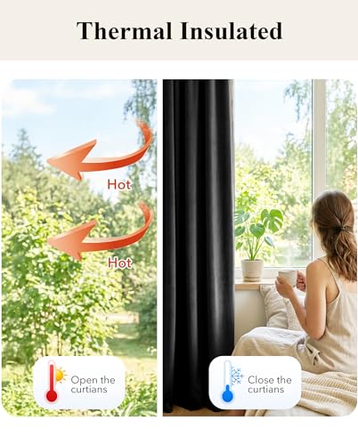 StangH Blackout Velvet Curtains Grommet Thermal, Black, W42 x L90, 2 Panels - color: Black, size: 42"W x 90"L (Pack of 2)