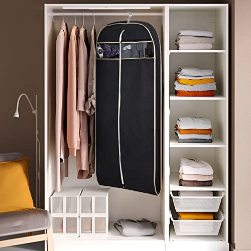 MISSLO 50" Gusseted Travel Garment Bag with Clear Zipper Pouch Breathable Dress Storage Garment Cover for Hanging Full Length Coat, Long Jacket, Suit with Tails - size: 50 inch