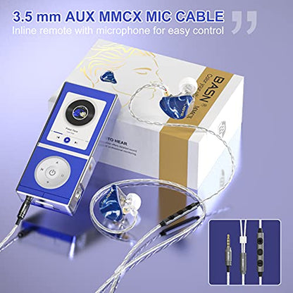 BASN MMCX in Ear Monitor Headphones for Musicians (Ice Blue) - color: Ice Blue