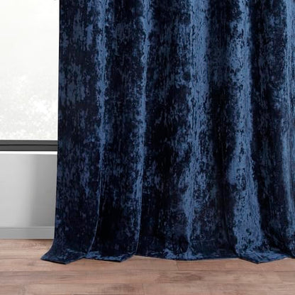 HPD Half Price Drapes Lush Crush Velvet Curtains - Room Darkening Curtain 96 Inches Long for Bedroom & Living Room, Luxury Look, Rod Pocket Design, (1 Panel), 50W x 96L, Sapphire Blue - color: Sapphire Blue, size: 50"W x 96"L (Pack of 1)