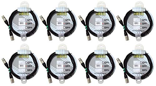 (8) Chauvet DMX3P10FT 10 Foot Male to Female 3 Pin DMX Lighting Cable