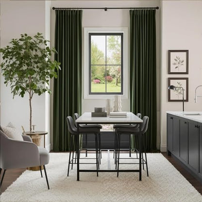 NICETOWN Olive Green Velvet Blackout Curtains 84" Long, 52" Wide, 2 Panels - color: Olive Green, size: 52"W x 84"L (Pack of 2)