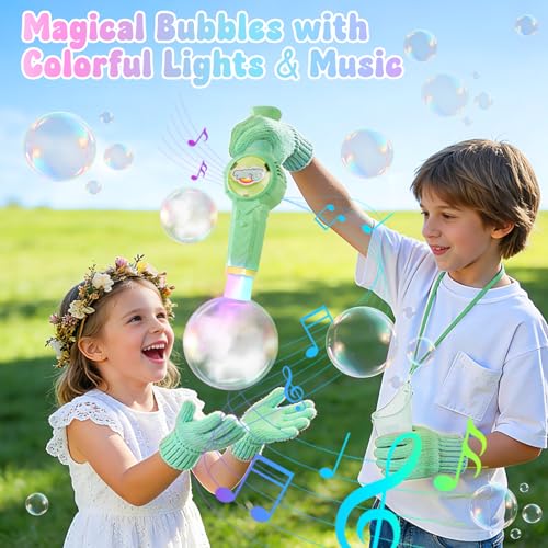 Smoke Bubble Machine, Elastic Bubble Fog Wand, Rechargeable Fog Bubble Machine with Lights & Sound, for Parties Outdoor Interactive Fun (Green) - color: Green