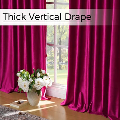 Hot Pink Velvet Curtains 90 Inch: Fuschia Pinch Pleated 2 Panels Elegant Living Room Darkening Thermal Insulated Drapes with Hooks- Luxury Soundproof Noise Reducing Back Tab Window Curtain for Bedroom - color: Pinch Pleated | Hot Pink, size: 40"W x 90"L (