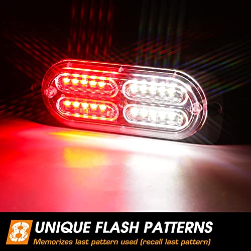 LINKITOM 4pcs Ultra Slim LED Strobe Lights w/Controller, Red/White - color: Red&White