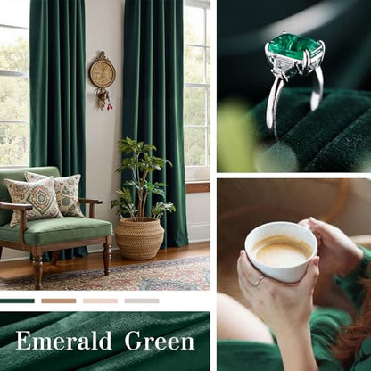 Lazzzy Green Velvet Curtains 96 Inch Length Blackout Pinch Pleated Room Darkening Drapes Luxury Back Tab Thermal Modern Treatments for Bedroom Living Room 2 Panels, 52 x 96 Inch, Emerald Green - color: Emerald Green, size: 52"W x 96"L (Pack of 2)