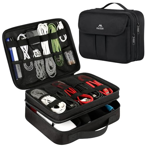 MATEIN Electronics Organizer, Waterproof Travel Electronic Case, Black