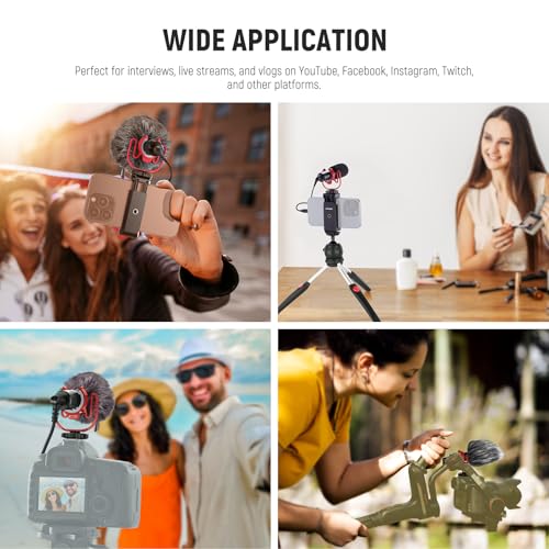 NEEWER VM10 Plug & Play Vlog Microphone for Camera, Mini Supercardioid Mic | 20-20KHz, Compatible with Sony Canon Nikon iPhone Samsung Android Tablet Mac, 3.5mm TRS, USB C OTG, Shock Mount, Windscreen - style: VM10