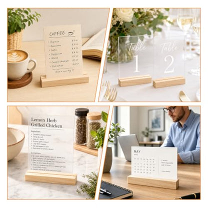 10Pcs 5.51x1.38 Inches Wood Table Number Stands, Wooden Place Card Holders, Acrylic Sign Holders for Wedding, Ceremony, Birthday, Party, Home Decoration, Events (3mm Slots) - size: 10 Pcs- L 5.51"- Slots 3mm