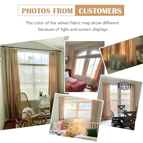 Beauoop Beige Velvet Curtains for Bedroom Living Room 52x108 2 Panels - color: Beige, size: 52"W x 108"L (Pack of 2)
