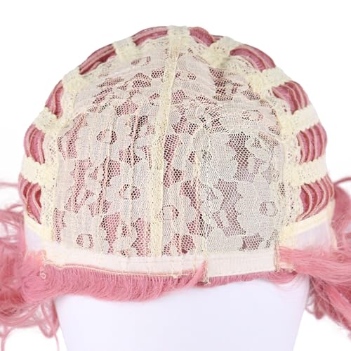 Short Curly Pink Wigs for Women Pastel Retro Hairstyles Lolita Cosplay - color: Pink