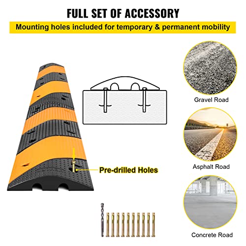 VEVOR Rubber Speed Bump, 2 Pack 2 Channel Speed Bump Hump, Long Modular Speed Bump Rated 22000 LBS Load Capacity, 39.3''x12''x1.97'' inch Garage Speed Bump for Asphalt Concrete Gravel Driveway - style: 2 Channel-2PCS