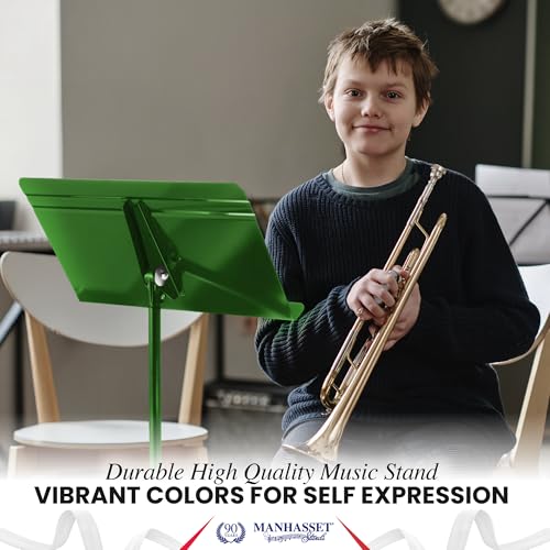 Manhasset Music Stand For Sheet Music - 48 Symphony Model - 4801GRN - Long Lasting, Durable Stand - Adjustable Height - 20" by 12 - color: Green, Glossy, size: Pack of 1
