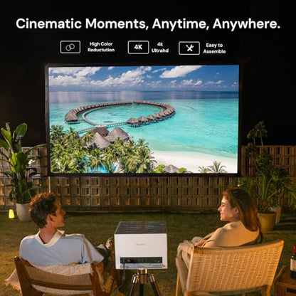 AWOL Valerion 150" Outdoor Projector Screen with Stand – 3-Min Setup, Wheeled Carry Bag, 4K/8K UHD Support, Freestanding, Portable Alloy Frame, 16:9 HD, Lightweight for Camping, Backyard, Home Theater - size: 150 inches