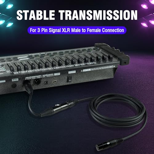 DMX Cable 3.2 ft, 12 Pack Flexible 3 Pin Signal XLR Male Female Wire - color: 3.2FT DMX Cable 12 Pack