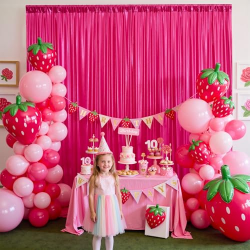 gogoparti 20x10FT Hot Pink Sequin Backdrop Curtain - 4 Panels of 5x10FT Wrinkle-Free Glitter Drapes for Photography, Birthdays, Weddings & Graduations - color: Hot Pink, size: 5FT x 10FT(4 panels)