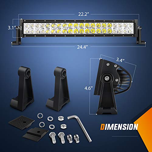 Nilight - ZH004 22Inch 120W Spot Flood Combo Led Light Bar 2PCS 4Inch 18W Flood LED Pods Fog Lights with 16AWG Wiring Harness Kit-2 Leads,2 Years Warranty - color: 120W Light +2Pcs 18W LED Pods +Wiring Harness, size: Light Bar