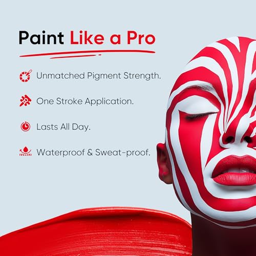 Blue Squid PRO Red Face Paint Stick - Waterproof Body Paint for Adults & Kids Eye Black Baseball, Eyeblack Softball - Vegan Hypoallergenic Twist-Up Non-Toxic Makeup Stick for Cosplay, Sports & SFX - color: Red