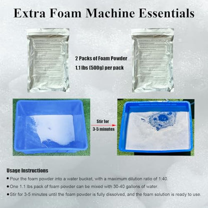 LANGXUN 600W Foam Machine with Tripod Stand, Portable Party Foam Cannon Maker, Blue, Includes 2 Packs Foam Powder for Pool, Backyard, Outdoor Events, Birthdays, Summer Camp (Blue)