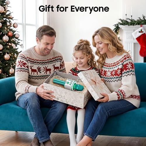 BONAOK Bluetooth Karaoke Microphone, Portable Mic for Adults Kids | Bluetooth 5.0, Echo Mode,Built-in Speaker, SD Card, for iPhone iPad, Handheld,Home Karaoke,Party,Gifts - color: Green