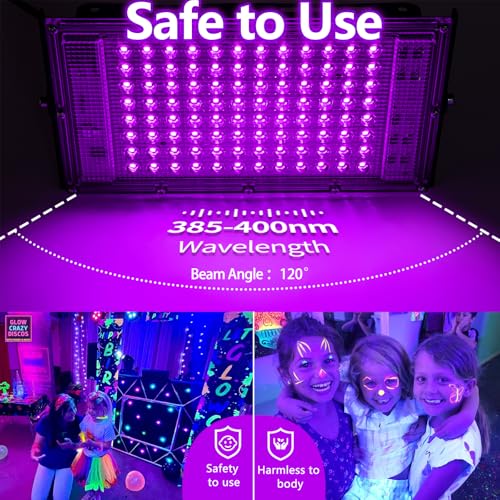 1 Pack 100W Black Light, LED Blacklight with US Plug and Switch, Black Lights for Glow None Party, Halloween,Body Painting,Fluorescent Painting and Tapestry - size: 100W 1PACK