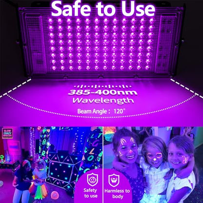 1 Pack 100W Black Light, LED Blacklight with US Plug and Switch, Black Lights for Glow None Party, Halloween,Body Painting,Fluorescent Painting and Tapestry - size: 100W 1PACK