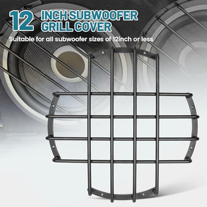 NuIth 12 Inch Metal Subwoofer Grill, 4 bar 12 Inch Audio Loudspeaker Grill Cover Protector, 12 Inch Black Car Bar Grille Sub Grill Cover, 12 Inch 4 Bar Speaker Cover 2PCS