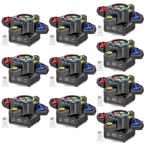 120W Stage Moving Head Light,RGBW Beam/Wash/Red Green Starry Sky Golden Strobe RGB Halo Effect Light,Sound-Active/DMX/Remote Control for Party Club Stage Show (10 PCS) - color: 10 PCS