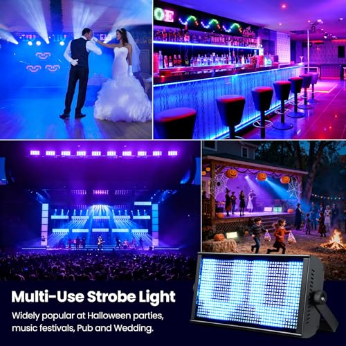Betopper Stage Strobe Light Bar, 945 * 0.5W RGB LED Stage Light Bar with 7x15 Pixel Control Zones,30Hz Strobe Speed,DMX512 Sound-Active Flash DJ Light Bar,Disco Wash Lighting for Club,4 Packs