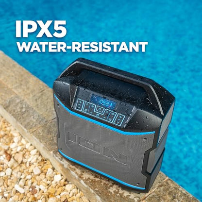 ION Block Rocker 120W Bluetooth Outdoor Speaker with Wheels | Water Resistant, Radio, Karaoke Mic, USB Charging, Stereo Linking, Bass Boost and App Control, for Parties and Outdoor Events - style: 120W water-resistant