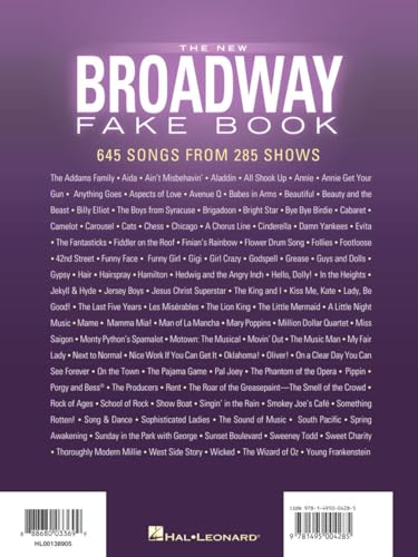 The New Broadway Fake Book - 645 Songs from 285 Shows | Melody, Lyrics and Chords for C Instruments | Sheet Music for Musicals, Gigging and Auditions
