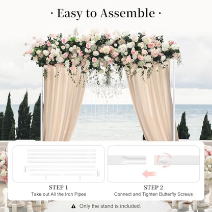 6.6ft Square Metal Backdrop Stand, White Adjustable Height Wedding Arch Frame with Portable Carrying Bag, Telescopic Pipe and Drape Curtain Frame Kit for Wedding Ceremony, Photo Booth Decoration - size: 6.6X6.6FT White