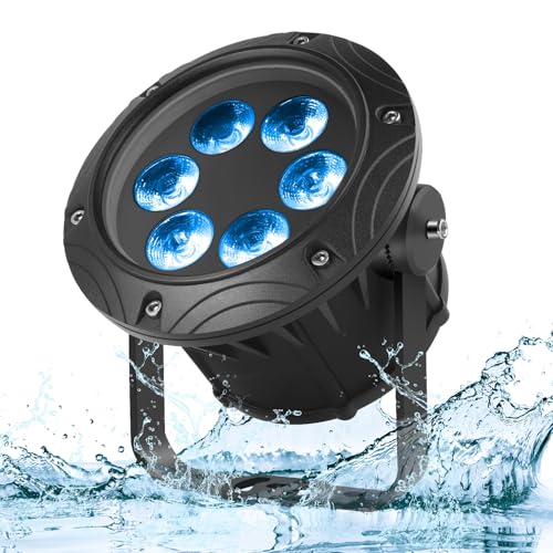 Waterproof Par Lights Stage Lights, RGBW 4in1 6LED DMX Sound Activated Control Metal Uplighting for Outdoor Concert Club Music Show Garden Wedding Church Party (1 Pack) - color: 1 Pack