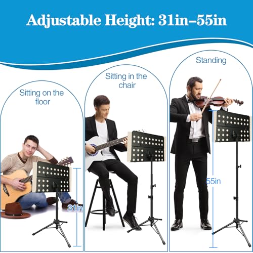 1 Pack Portable Folding Sheet Music Stand | for Guitar, Ukulele, Violin Players