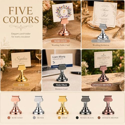 ERYTLLY 16 PK Place Card Holders 1.7 inches Table Card Holder Steel Card Holders for Weddings,Birthdays,Photos, Memo Notes, Restaurants (Silver) - color: Silver