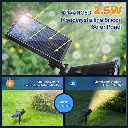 KEV 800 Lumens Solar Spot Lights Outdoor,4 Pack 18 LEDs Solar Flood Lights with 2 Modes &Adjustable &IPX65 Waterproof,Solar Spotlight for Driveway/Backyard/Patio Landscape/Tree/Garage(Warm White) - color: Warm White-4 Pack