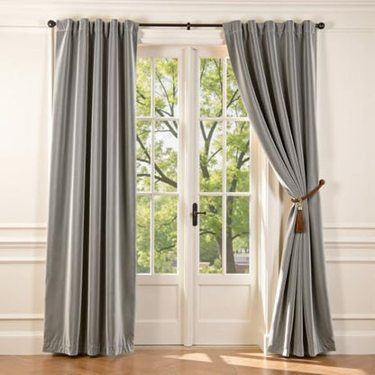 Lazzzy Velvet Light Gray Curtains 84 Inches Long Thermal Insulated Drapes for Bedroom Living Room Darkening Window Treatments Rod Pocket 2 Panels, W42 x L84 - color: Light Gray, size: 42"W x 84"L (Pack of 2)