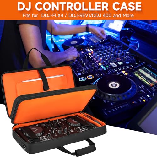 DJ Controller Case Fits for Pioneer DDJ-FLX4/Numark Mixtrack Platinum FX | Padded DJ Storage Bag Fits for DDJ-REV1/DDJ-400/DDJ-SB3/DDJ-RB/Numark Mixtrack Pro FX/Roland DJ-202 (21.5 x 12 x 2.5 in) - size: S(21.5 x 12 x 2.5 in)