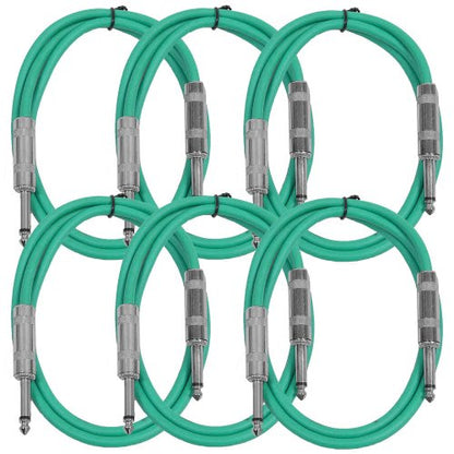 Seismic Audio SASTSX-3Green-6PK 3-Feet TS 1/4-Inch Guitar, Instrument, or Patch Cable, Green - color: Green, size: 3 Foot