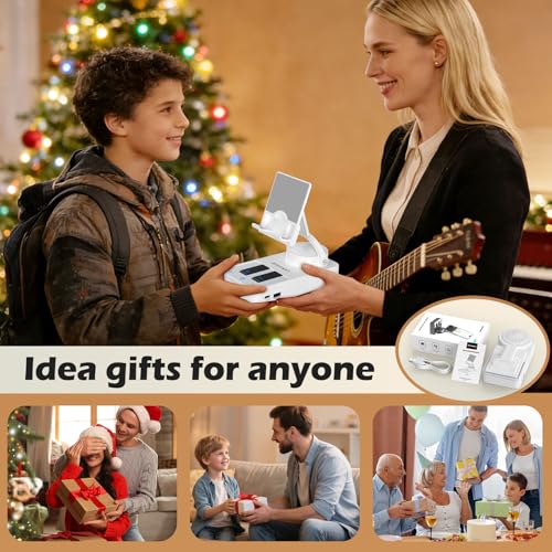 JTEMAN Cell Phone Stand with Bluetooth Speaker and Charging Stand,Piano Keys Design,Music Lovers & Teacher Gifts,Birthday Gifts for Men Women Dad Mom,Cool Tech Gadgets-White - color: White