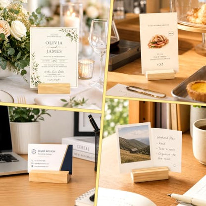 15Pcs 2.75x1.38 Inches Wood Table Number Stands, Wood Place Card Holders, Wooden Holders for Wedding, Ceremony, Birthday, Party, Home Decoration, Events (2mm Slots) - size: 15 Pcs- L 2.75"- Slots 2mm