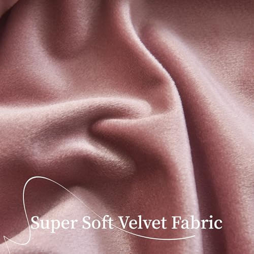 Roslynwood Velvet Blush Pink Curtain 84 inches Long - Curtains Thermal Insulated Rod Pocket Window Luxury Panels Drapes for Bedroom/Living Room,W52 X L84 Inch, 2 Panels - color: Blush, size: 52"W x 84"L (Pack of 2)