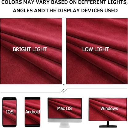 Benedeco Burgundy Red Velvet Blackout Curtains 52x63, Back Tab, 2 Panels | Elegant Room Darkening Thermal Insulated Energy Saving Noise Reducing Velvet Window Drapes for Living Room, Bedroom