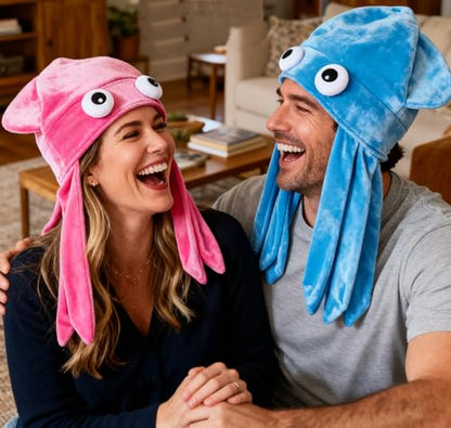 Kirei Sui Colorful Plush Squid Octopus Funny Halloween Party Crazy Hat Costume for Adults - color: Pink